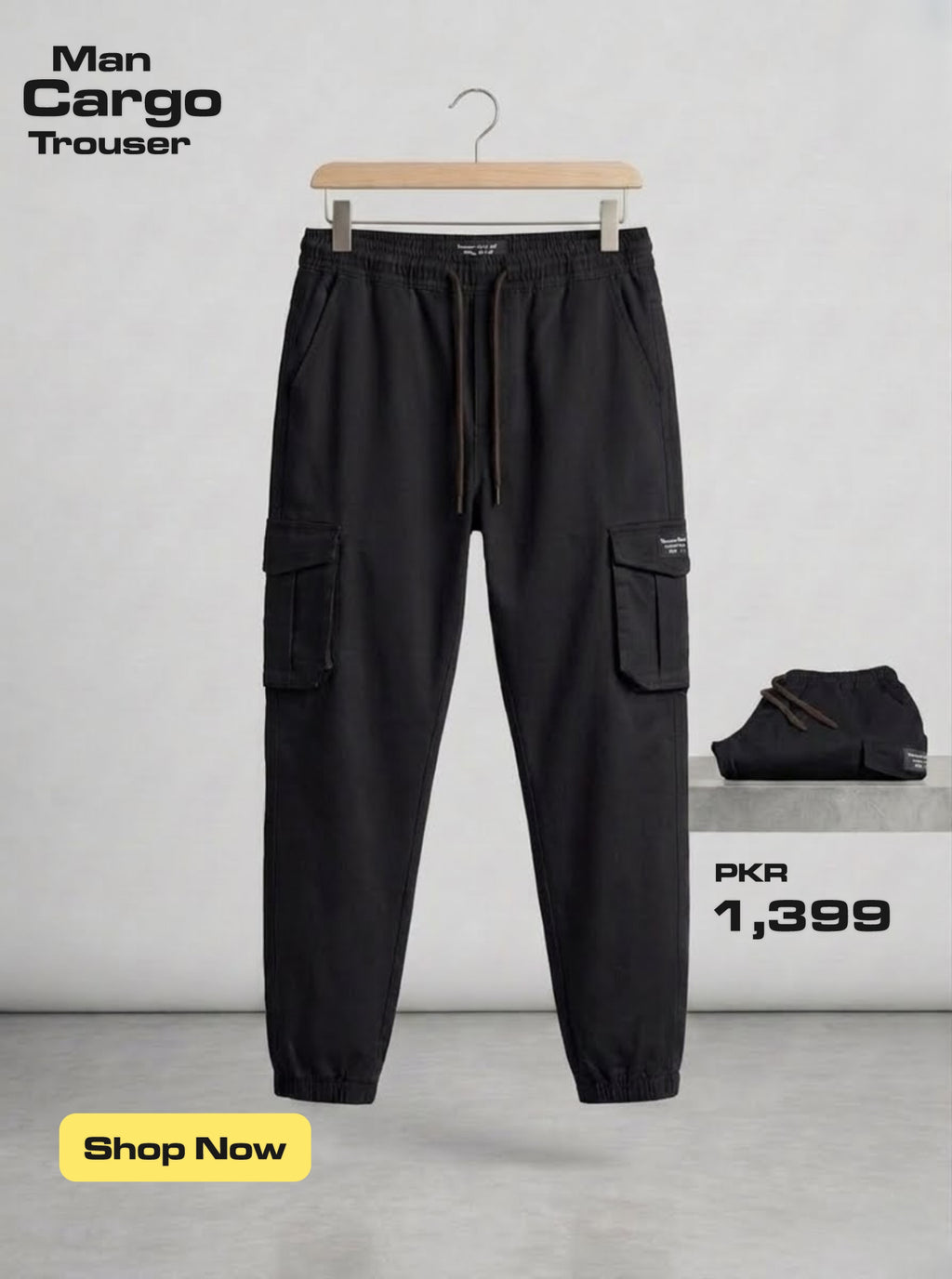 Men's Cotton Trouser - Elastic Waist Casual Pants