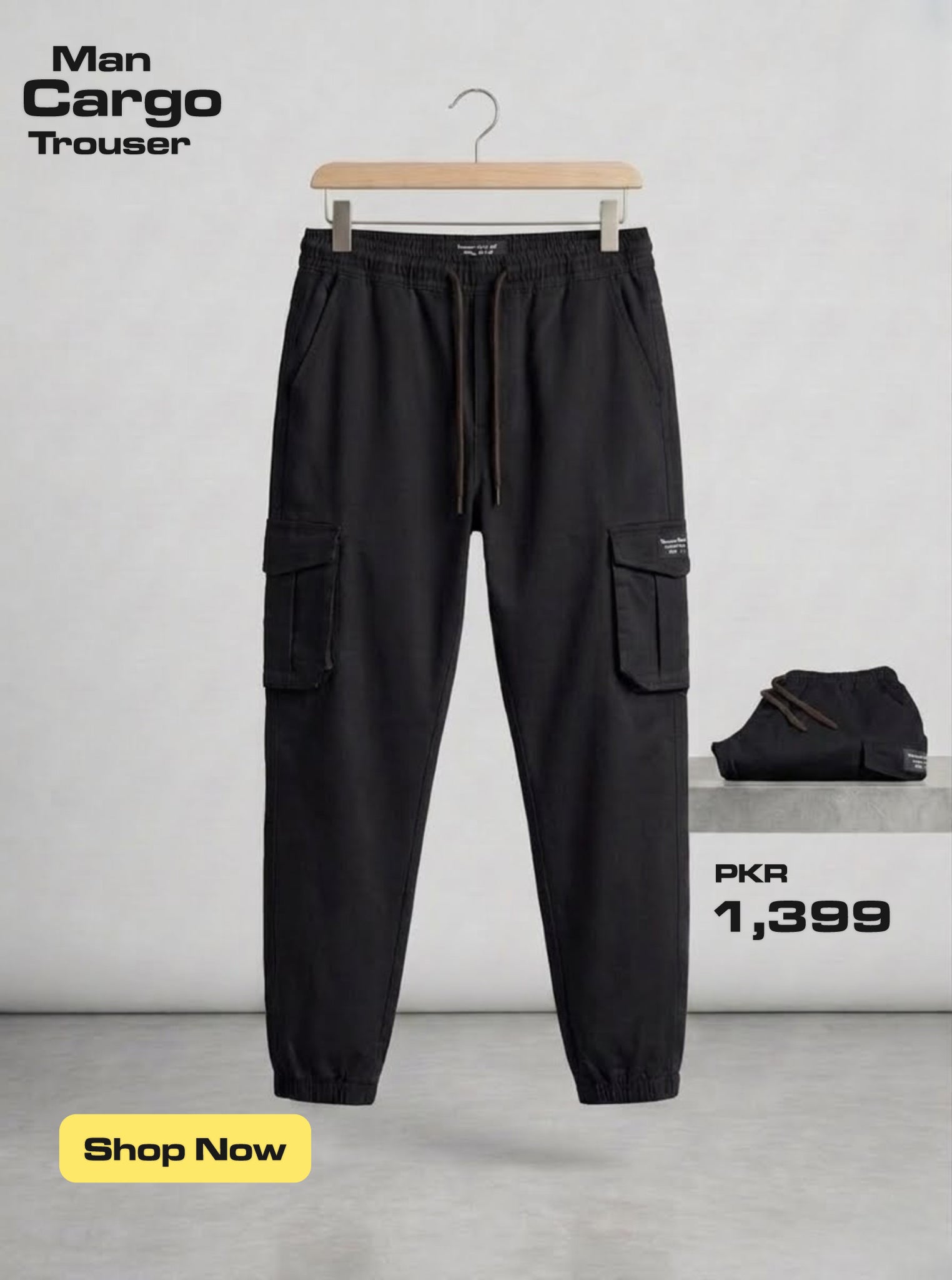 Men's Cotton Trouser - Elastic Waist Casual Pants