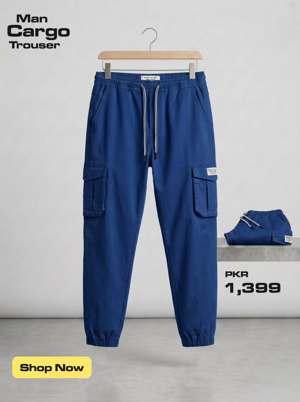 Men's Cotton Trouser - Elastic Waist Casual Pants