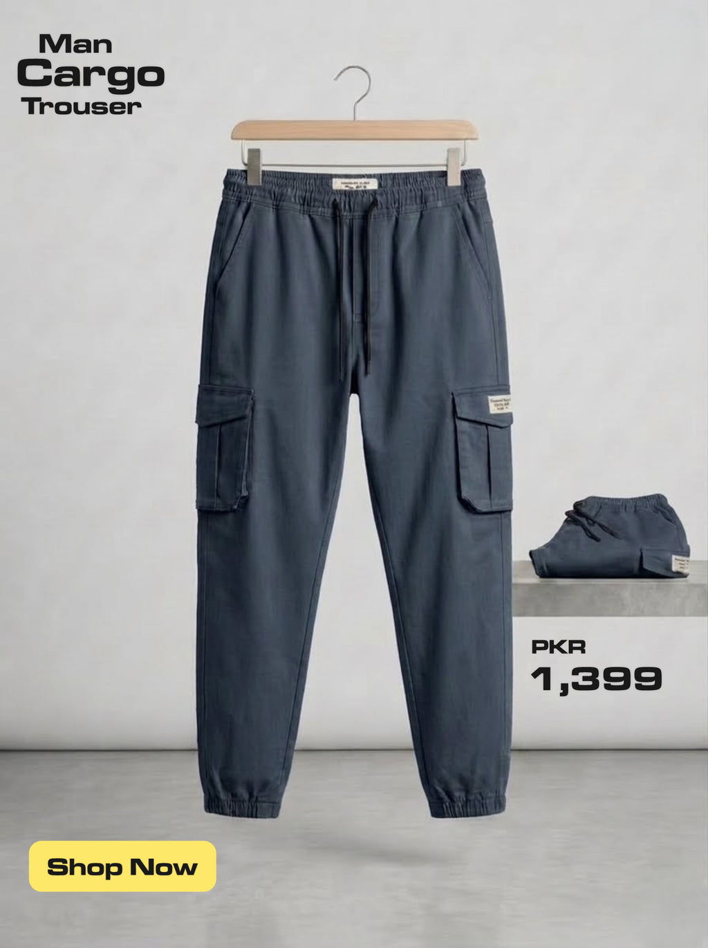 Men's Cotton Trouser - Elastic Waist Casual Pants